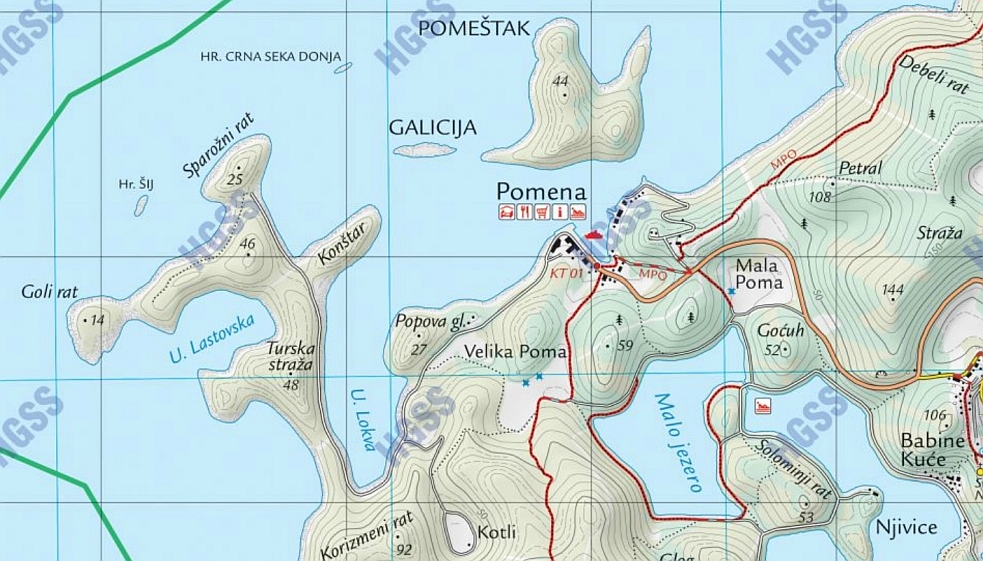 Zemljevid področja okoli Pomene