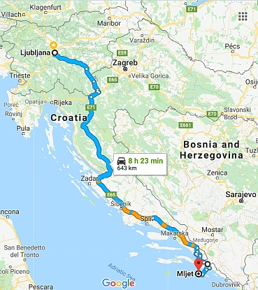 pot iz Ljubljane na Mljet